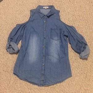 Noble U Chambray Cold Shoulder LS/QS